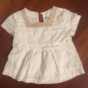 Girls white peplum blouse with gold embroidery